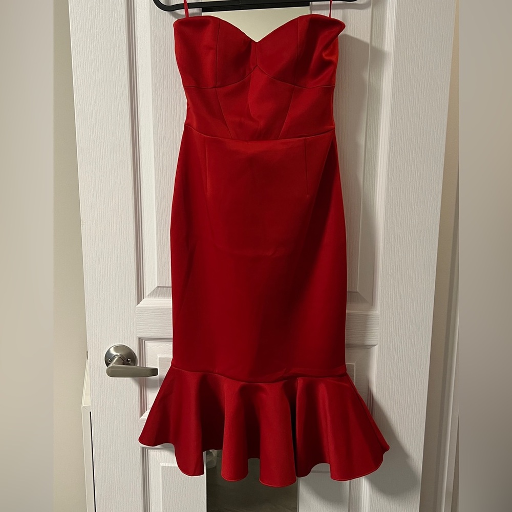 Express red flare peplum dress size 2 worn once